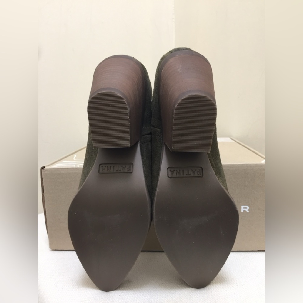 Olive Suede Chelsea Ankle Boots - Women's 7.5 - Picture 12 of 14